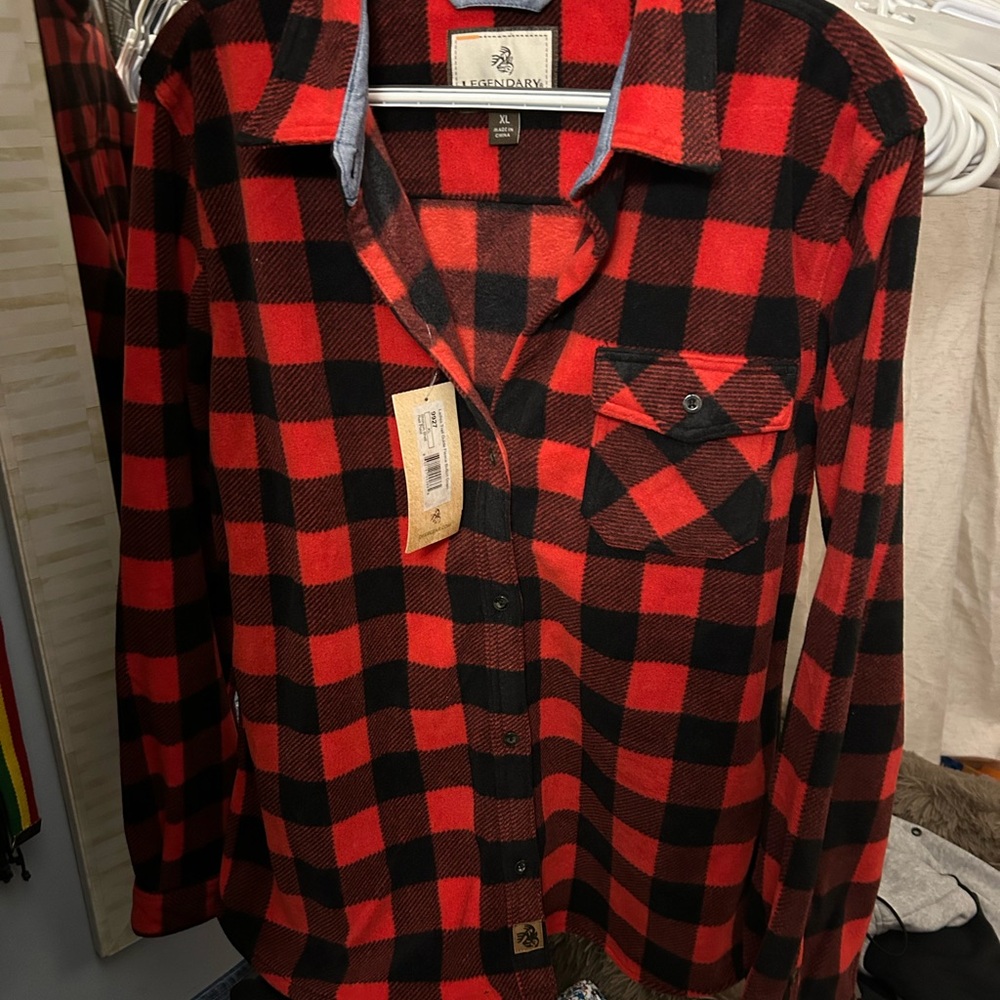 Legendary Whitetails Red and Black Plaid Flannel Shirt